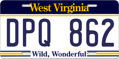 WV license plate DPQ862