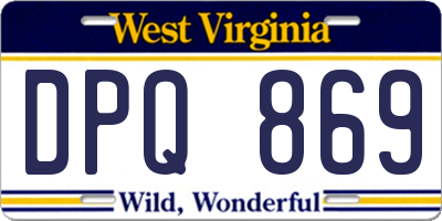 WV license plate DPQ869
