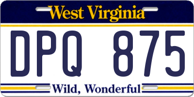 WV license plate DPQ875