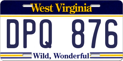 WV license plate DPQ876