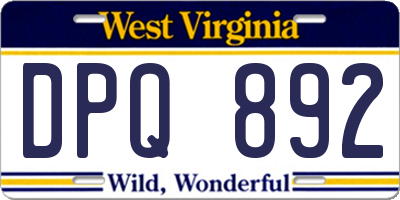 WV license plate DPQ892