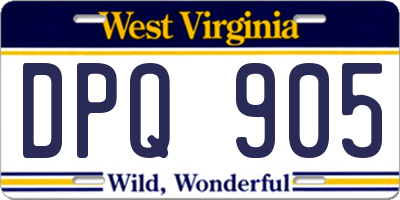 WV license plate DPQ905