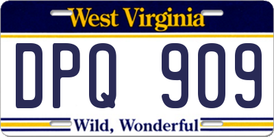 WV license plate DPQ909