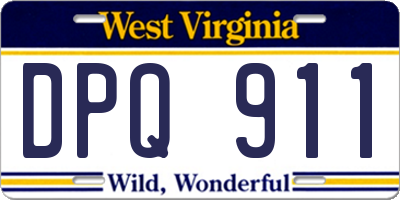 WV license plate DPQ911