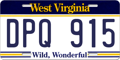 WV license plate DPQ915