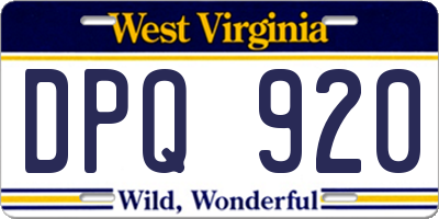 WV license plate DPQ920