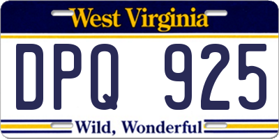 WV license plate DPQ925