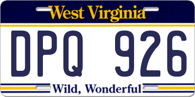 WV license plate DPQ926