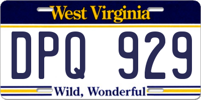 WV license plate DPQ929