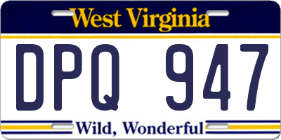 WV license plate DPQ947