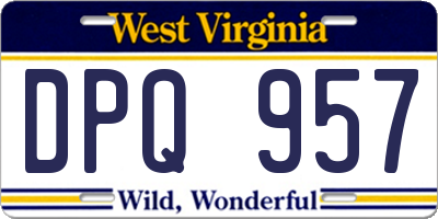 WV license plate DPQ957
