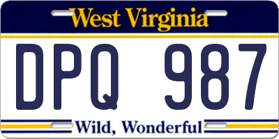 WV license plate DPQ987
