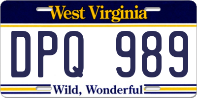 WV license plate DPQ989