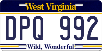 WV license plate DPQ992