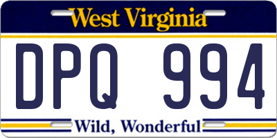 WV license plate DPQ994