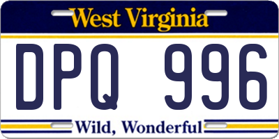 WV license plate DPQ996