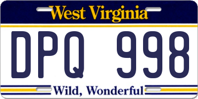 WV license plate DPQ998