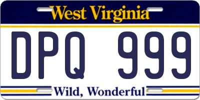WV license plate DPQ999