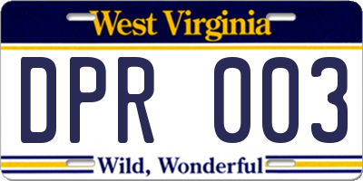 WV license plate DPR003
