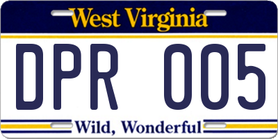 WV license plate DPR005