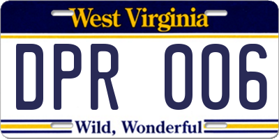 WV license plate DPR006