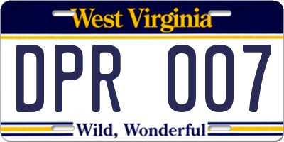 WV license plate DPR007