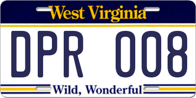 WV license plate DPR008
