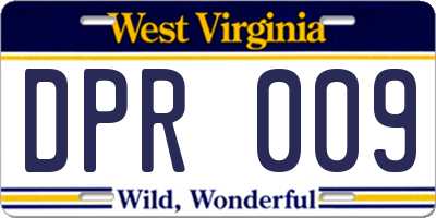 WV license plate DPR009