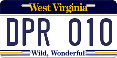 WV license plate DPR010