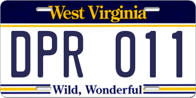 WV license plate DPR011