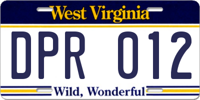 WV license plate DPR012