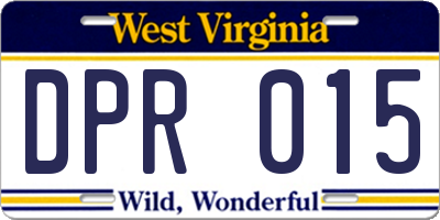 WV license plate DPR015