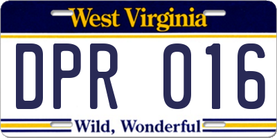 WV license plate DPR016
