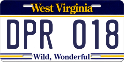 WV license plate DPR018