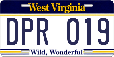 WV license plate DPR019
