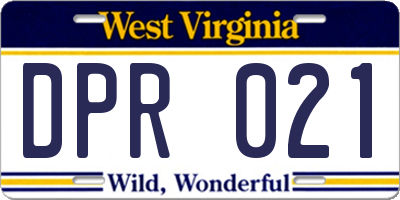 WV license plate DPR021