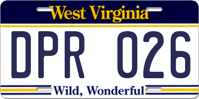 WV license plate DPR026