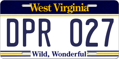 WV license plate DPR027