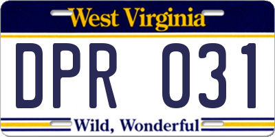 WV license plate DPR031