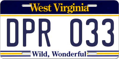 WV license plate DPR033