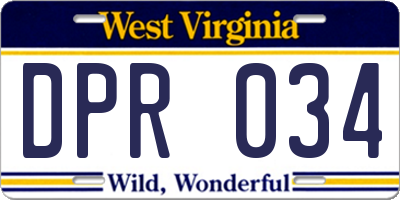 WV license plate DPR034