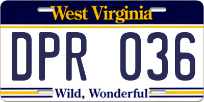 WV license plate DPR036