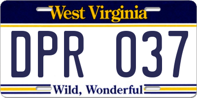 WV license plate DPR037