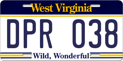 WV license plate DPR038