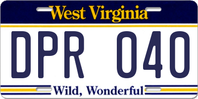 WV license plate DPR040