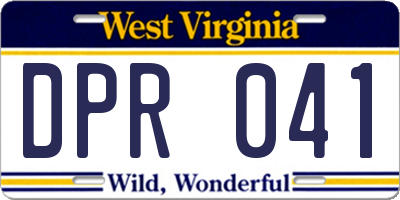 WV license plate DPR041