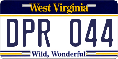 WV license plate DPR044
