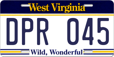 WV license plate DPR045