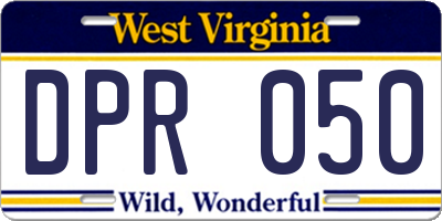 WV license plate DPR050
