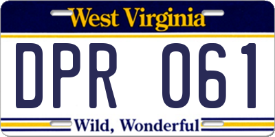 WV license plate DPR061